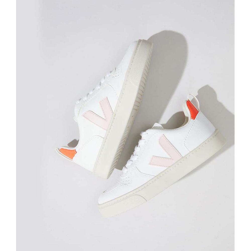 Kids' Veja V-10 LACE CWL Shoes White/Orange | ZA 790EBC